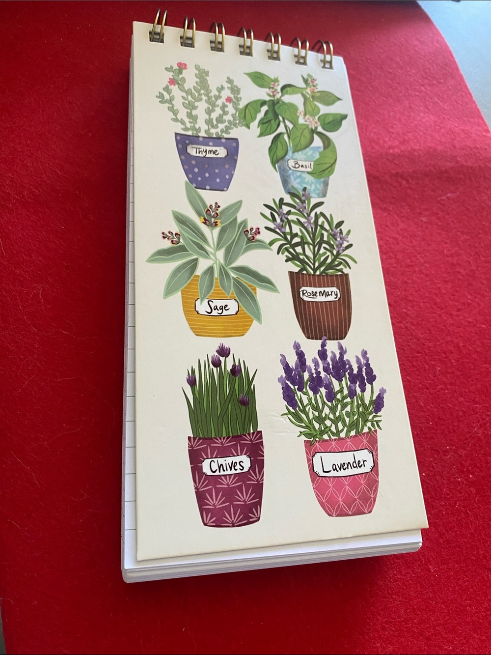 Herb Garden Illustrated Spiral Notepad - Purple & Pink Pots